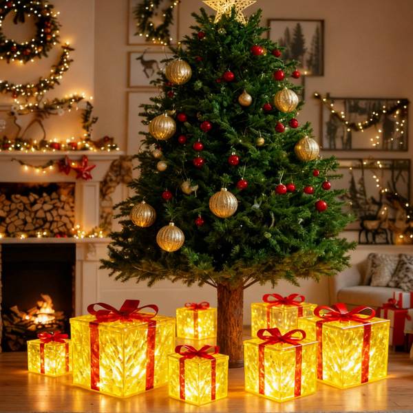 Weihnachtsgeschenkbox Andreas Ⅲ(3er-Set) Rot - Kunststoff - 25 x 25 x 25 cm