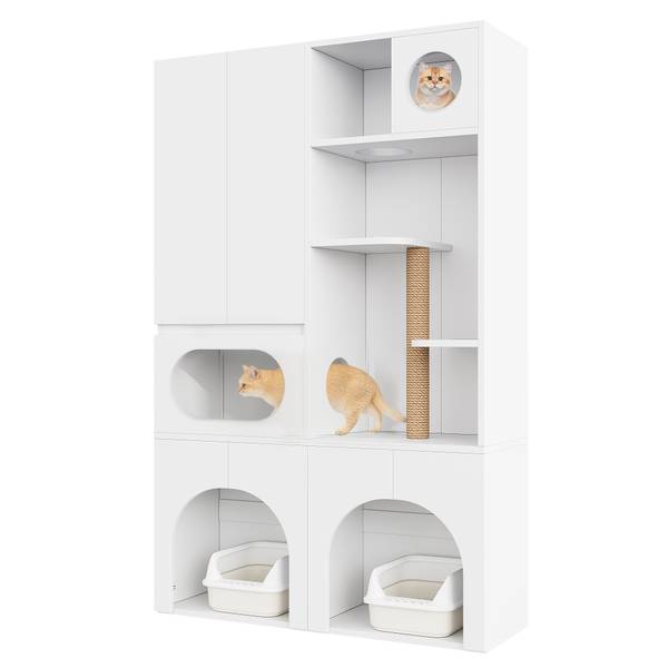 Haustierschrank BAMU23 Ⅳ Weiß - Holzwerkstoff - 45 x 195 x 140 cm