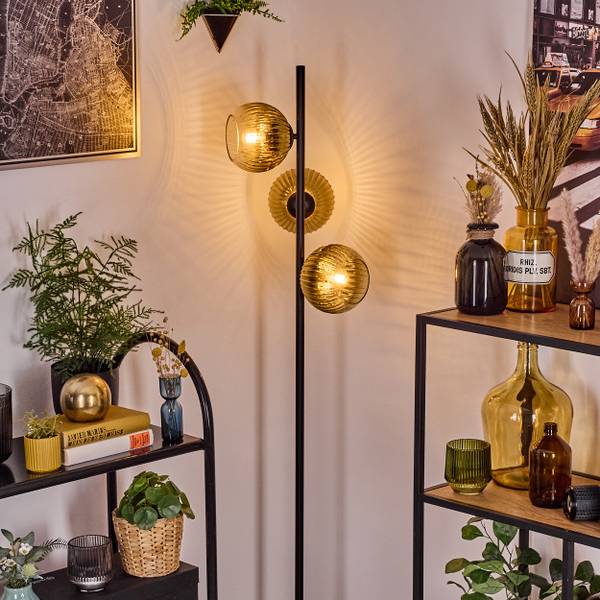 Stehlampe Cesaro Gold - Aluminium - Klarglas - 36 x 160 x 95 cm