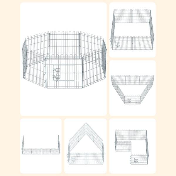 Welpenauslauf Kimberley Silber - Metall - 61 x 122 x 61 cm