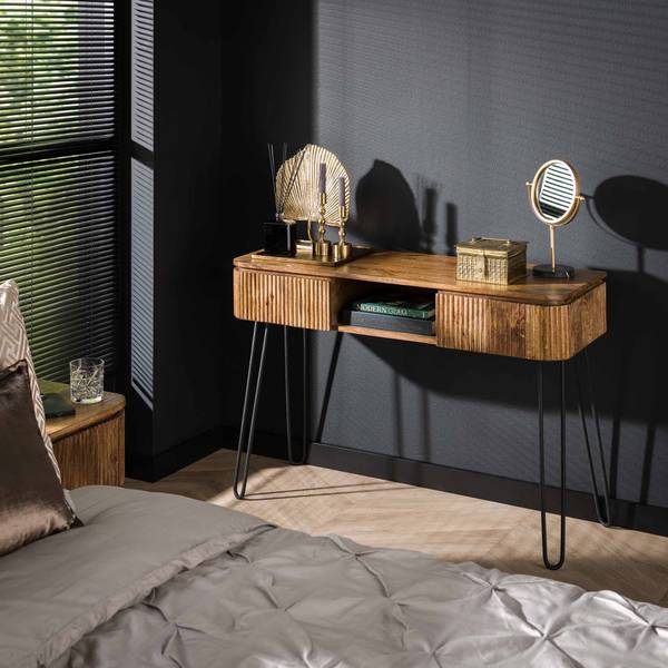 Schminktisch WAVE Braun - Massivholz - 110 x 77 x 40 cm