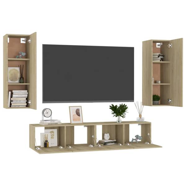 TV-Schrank 3006899-1 (4-teilig) Braun - Holzwerkstoff - 80 x 30 x 30 cm