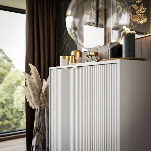 CORTADO GOLD Hochkommode K104 Weiß - Aluminium - 104 x 125 x 39 cm
