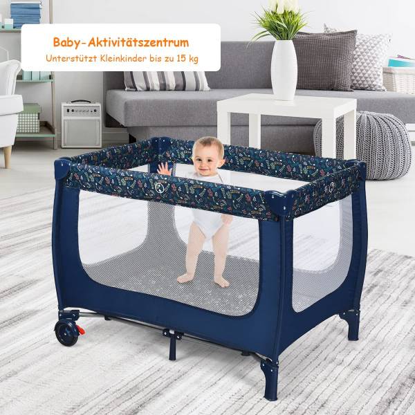 2 in 1 Reisebett klappbar Blau - Textil - 65 x 76 x 125 cm