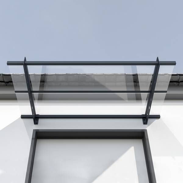 Vordach Manila Grau - Metall - 150 x 1 x 80 cm