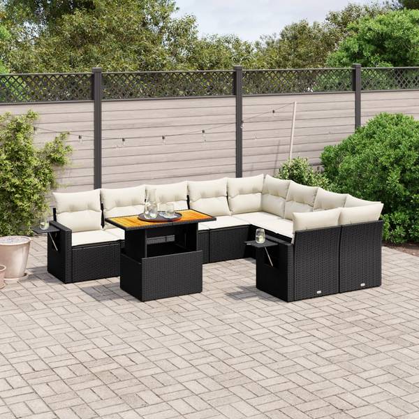 Garten-Lounge-Set 3037111-3 (10-teilig) Schwarz - Creme