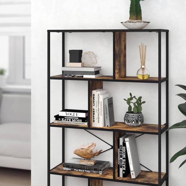 Bücherregal Fyrk 31076 Schwarz - Driftwood Dekor - Höhe: 146 cm
