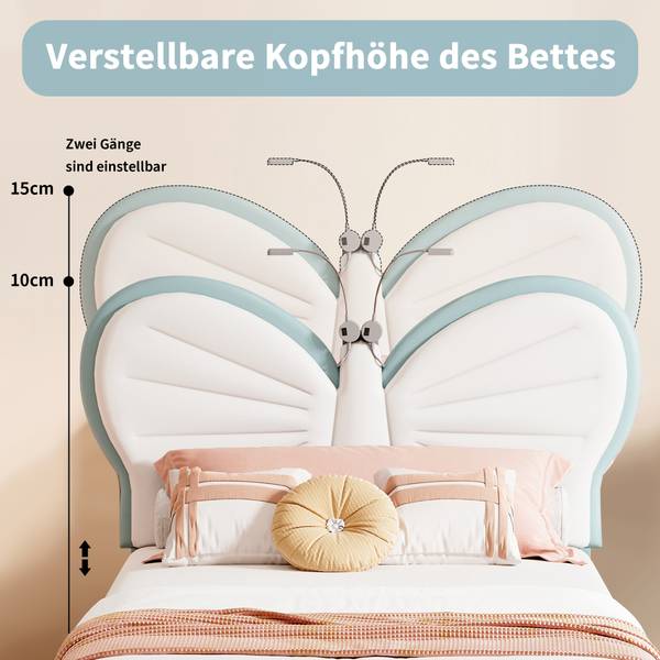Polsterbett  SPMP-GB02 Blau - Metall - Massivholz - 108 x 87 x 205 cm