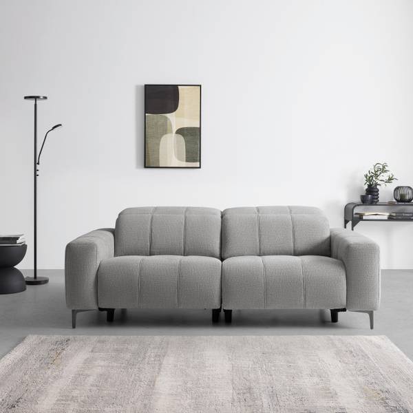2,5-Sitzer ALVARO Grau - Metall - Kunststoff - Textil - Holz teilmassiv - 220 x 79 x 109 cm