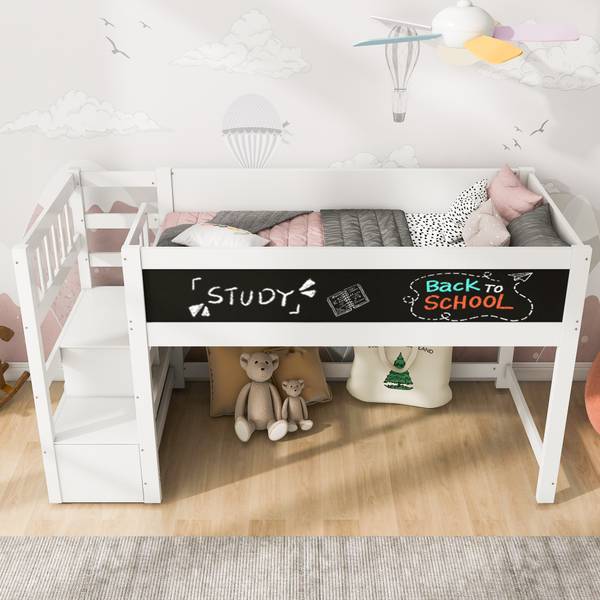 Kinderbett K-886 Weiß - Holzwerkstoff - 97 x 113 x 244 cm