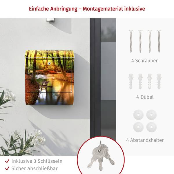 Briefkasten Autumn Fairytale Rot - Stahl - 39 x 46 x 13 cm