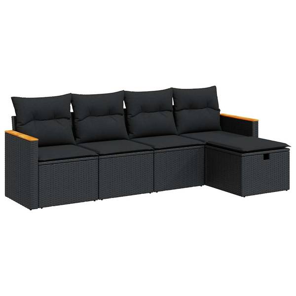 Salon de jardin 3036562-5 (lot de 5) Noir - Acacia - Acier - 62 x 69 x 62 cm