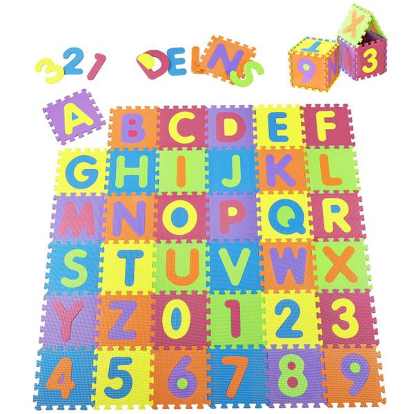 Kinder Puzzlematte Kim 36-teilig Kunststoff - 189 x 1 x 189 cm