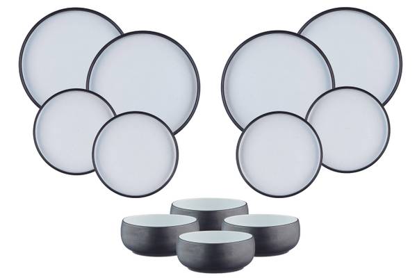 Service GOURMET - 12 pièces - Onyx Noir - Céramique - 10 x 1 x 28 cm