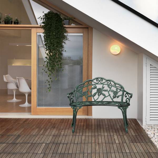 Tuinbank 2 zits rozen zwart - groen - aluminium - gietijzer - 99 x 79 x 56 cm