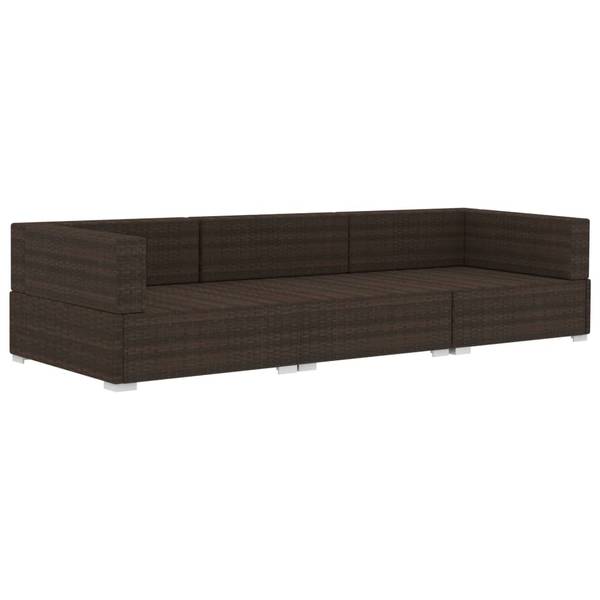 Garten-Sofagarnitur 3000474-1 3-teilig Braun - Polyester - Stahl - 70 x 54 x 210 cm