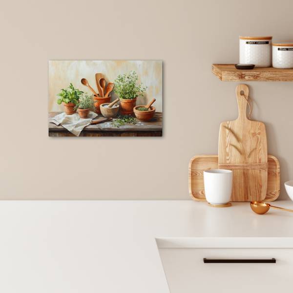 LEINWANDBILD Töpfe Textil - 30 x 20 x 2 cm