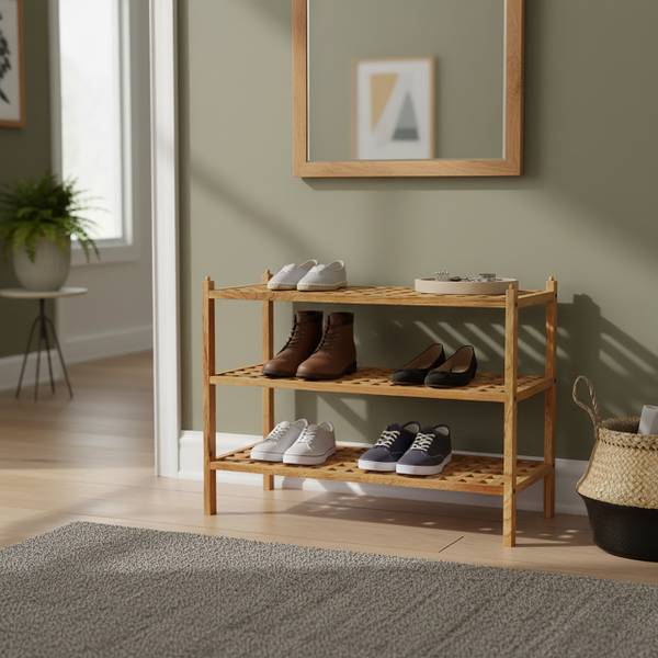Schuhregal aus Walnuss mit 3 Ebenen Braun - Holzwerkstoff - 69 x 46 x 26 cm