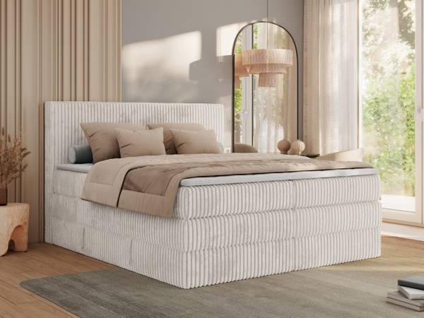 Boxspringbett TILIANO KING Beige - Ecru - H3 - Liegefläche Breite: 200 cm