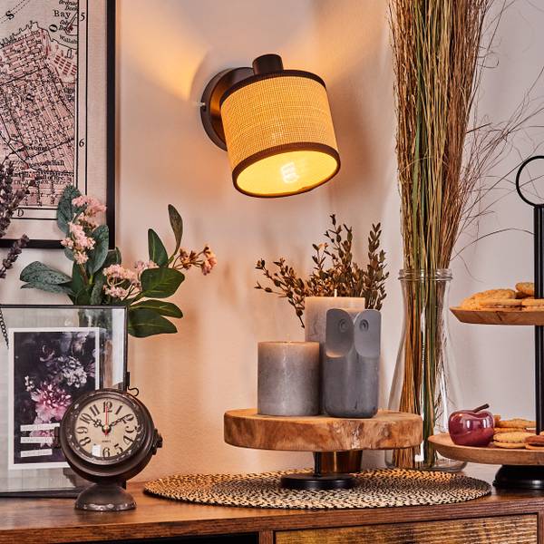 Wandleuchte Tamarispa Beige - Schwarz - Metall - 13 x 12 x 13 cm