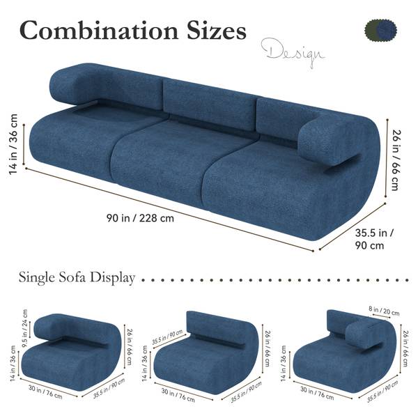 Modulares Sofa KBM Tiefe: 76 cm