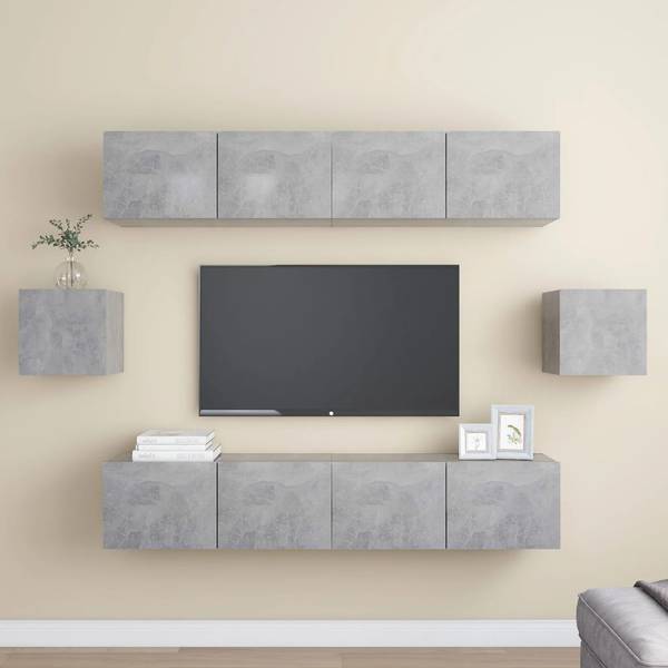 TV-Schrank 6er Set D269 Grau - Holzwerkstoff - 30 x 30 x 80 cm