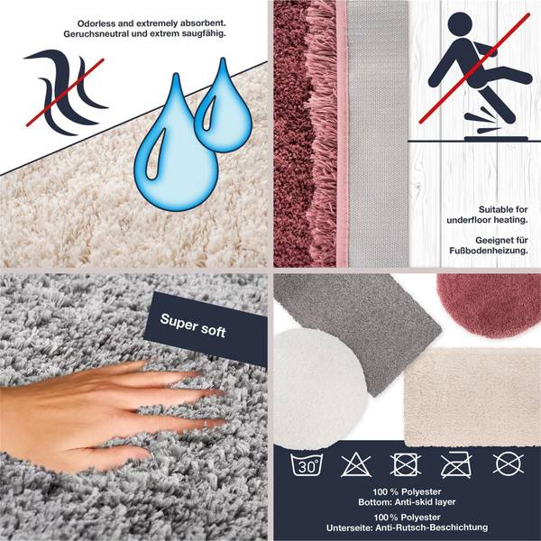 Badteppich mit WC Ausschitt VIENNA Weiß