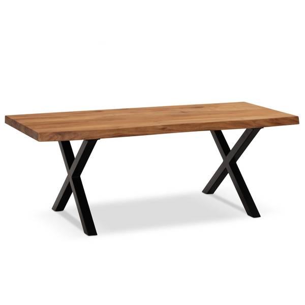 Couchtisch SANABRIA mit X-Gestell Braun - Akazie - 120 x 46 x 60 cm