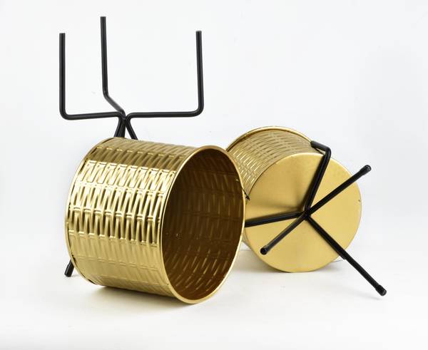 Blumentopf mit Füßen Swen 2er Set Gold - Metall - 37 x 20 x 20 cm
