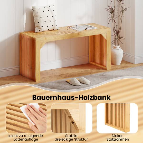 Sitzbank VH34672 Braun - Bambus - 33 x 43 x 90 cm