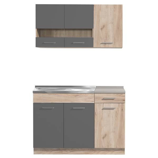 Küchenzeile ohne Geräte 2359 Braun - Grau - Holzwerkstoff - 120 x 206 x 60 cm