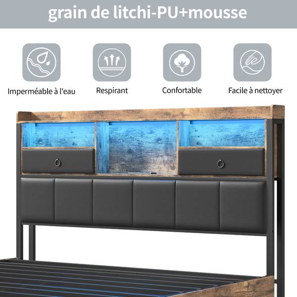 Polsterbett Stauraumbett hyf01 Schwarz - Metall - Massivholz - 142 x 121 x 220 cm