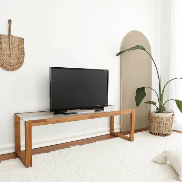 Meuble TV Astrea Marron - Bois massif - 130 x 40 x 40 cm