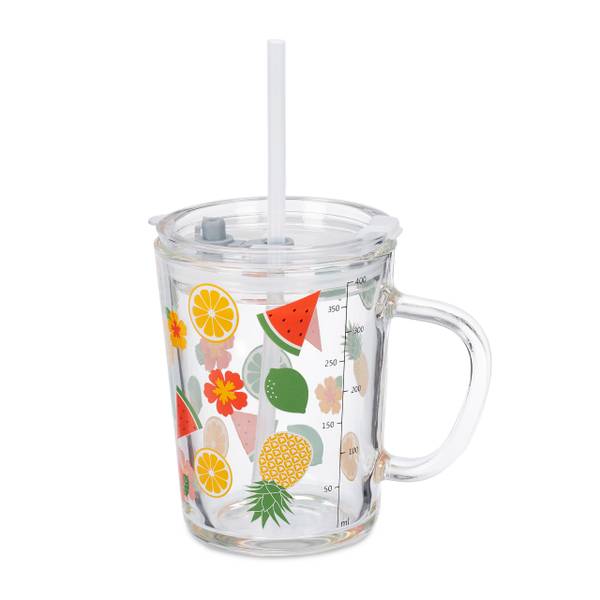 Drinkglazen set van 2 vruchten oranje - rood - silicone - 13 x 12 x 10 cm