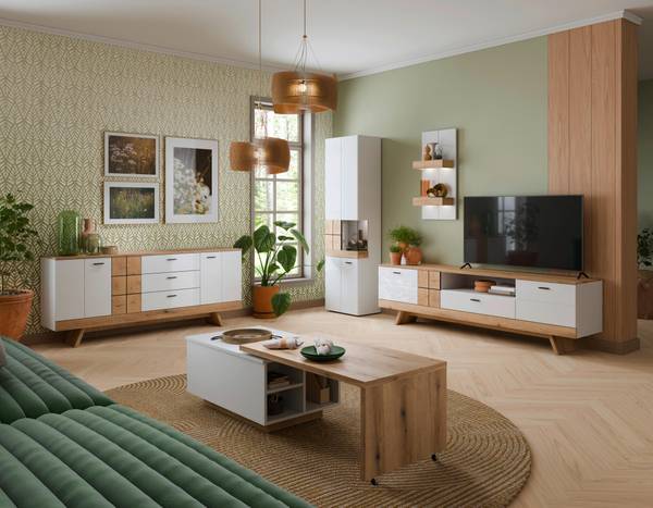 Kommode ORETA Braun - Weiß - Holzwerkstoff - 184 x 79 x 40 cm