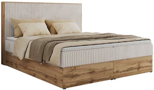 Boxspringbett WOOD CLASSIC Ecru - H3 - Liegefläche Breite: 180 cm