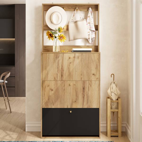 Garderobenset MUHEJi31 Braun - Holzwerkstoff - 24 x 180 x 75 cm