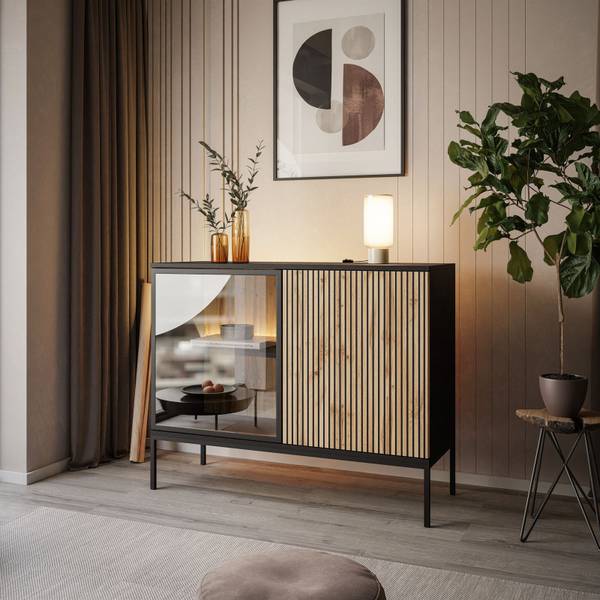 ECLIPSE K104 Kommode Schwarz - Braun - Holzwerkstoff - 104 x 83 x 39 cm