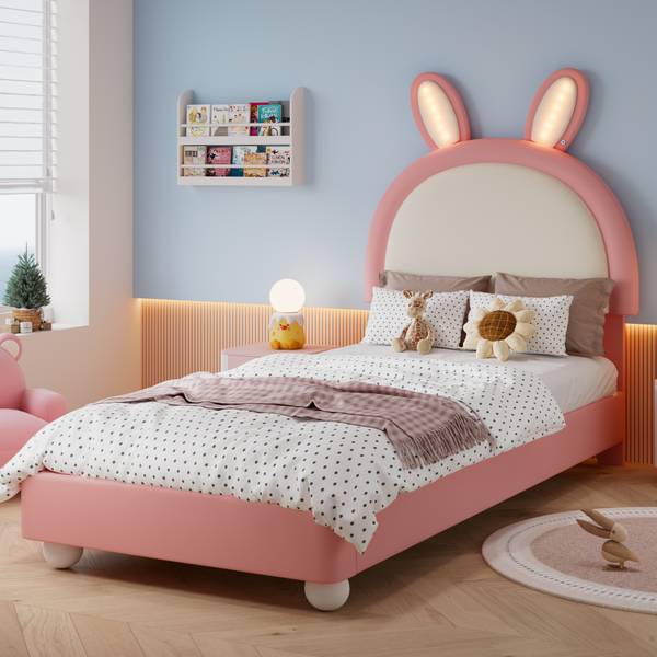 Kinderbett K-1925 Pink - Holzwerkstoff - 106 x 142 x 206 cm
