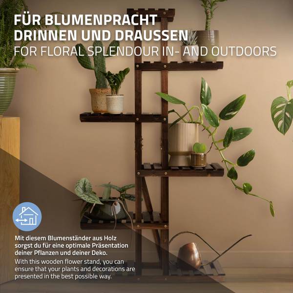 Blumenregal mit 6 Ebenen Braun - Samt - 28 x 140 x 75 cm