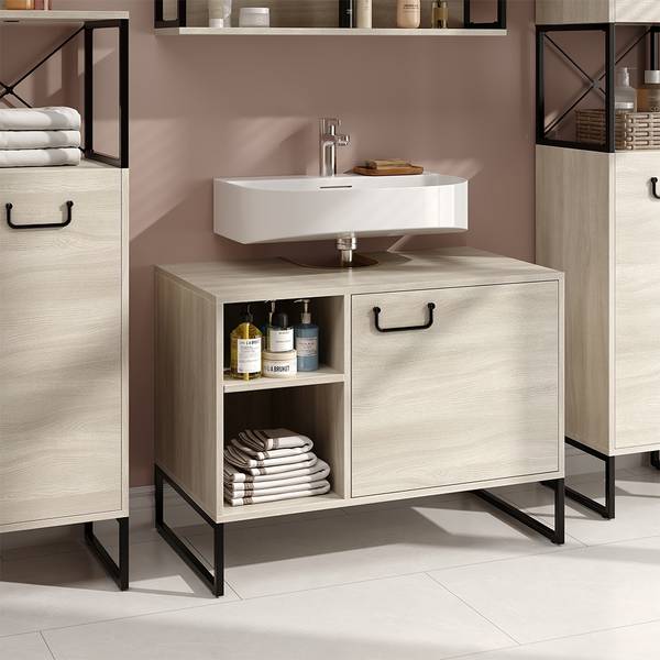 Waschbeckenunterschrank Vionna 55333 Schwarz - Braun - Holzwerkstoff - 80 x 60 x 46 cm