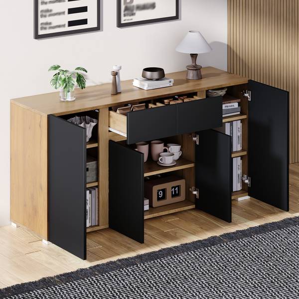 Sideboard Philotes Ⅳ Schwarz - Holzwerkstoff - 140 x 70 x 35 cm