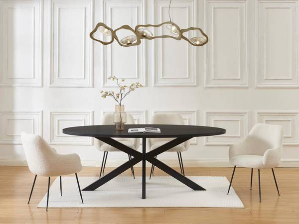 Esstisch LINIOMA Schwarz - Holz teilmassiv - 100 x 76 x 200 cm