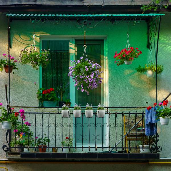 4er Set Blumentopf Halter für den Balkon Schwarz - Eisen - 20 x 21 x 26 cm