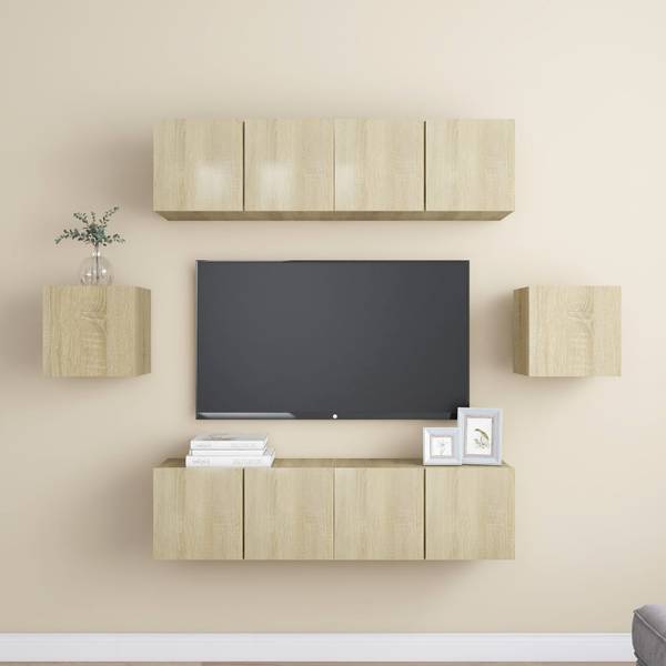 TV-Schrank 6er Set D431 Braun - Holzwerkstoff - 30 x 30 x 60 cm