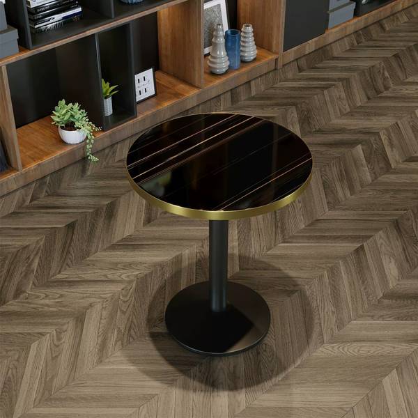Tische M-HJHF-60Y 5er Set Schwarz - Gold - Holzwerkstoff - 60 x 75 x 60 cm