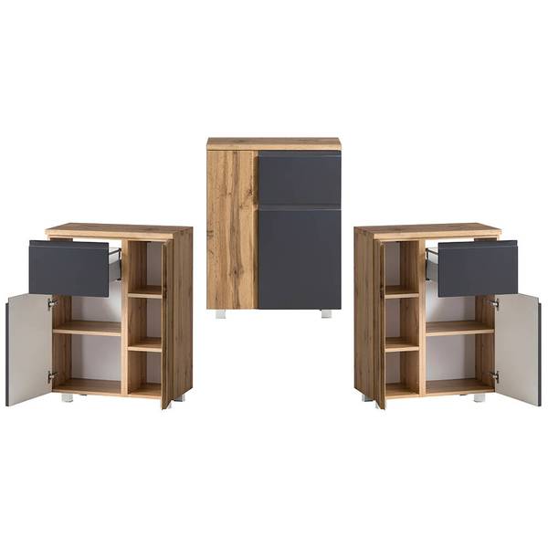 Badmöbel-Set VASTO-03-53 5er-Set Grau - Spiegelglas - 265 x 200 x 47 cm
