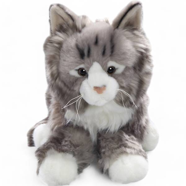 Kuscheltier Katze Grau - Kunstfell - 14 x 22 x 37 cm