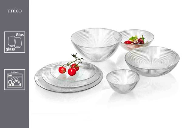 Frühstücksteller Unico 6er Set Glas - 21 x 2 x 21 cm