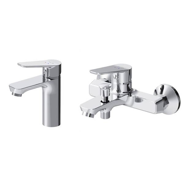 AM.PM Waschtisch u.Wannenarmaturenset Silber - Messing - 5 x 17 x 14 cm